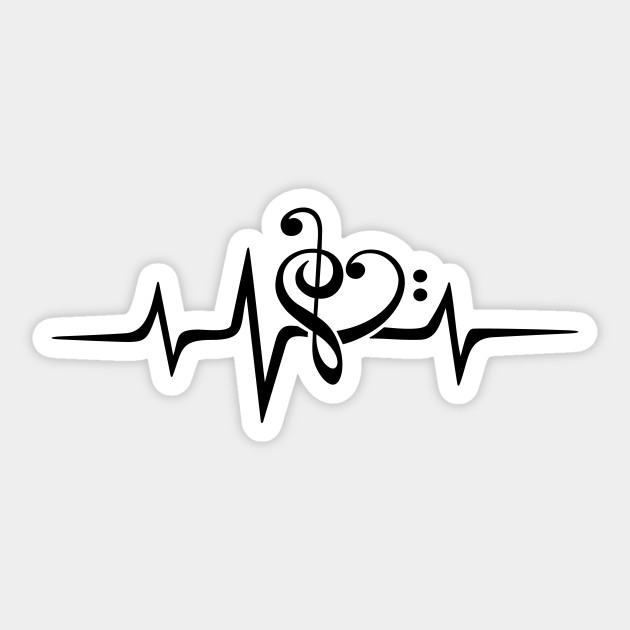 MUSIC HEART PULSE, Note, Heartbeat, Clef, Frequency Music Sticker